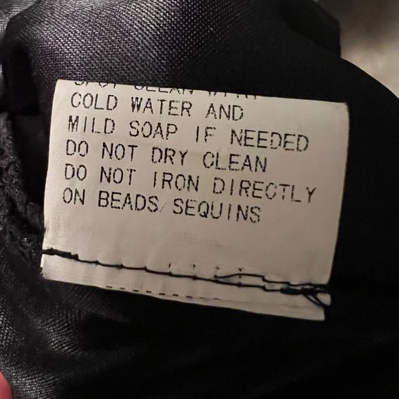 Sue Wong Silk Ruched Evening Dress Black Beaded Sequins Leaf Tassels size 14 - Picture 14 of 16